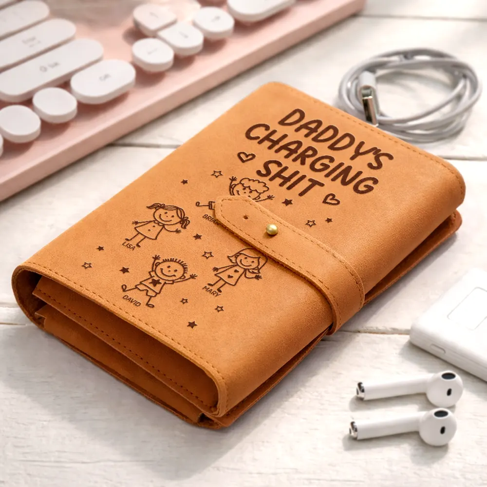 Mommy's Daddy's Charging Sh*t - Personalized Leather Cable Bag - Image 2