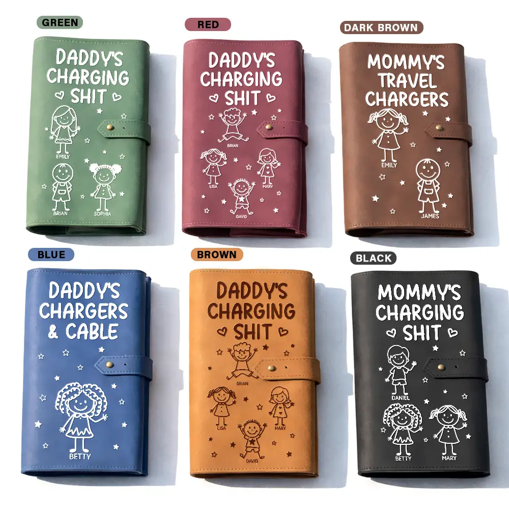 Mommy's Daddy's Charging Sh*t - Personalized Leather Cable Bag - Image 3