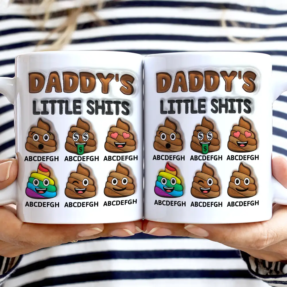Mommy's Little Shits - 3D Inflated Effect Printed Mug, Personalized White Edge-to-Edge Mug - Image 2