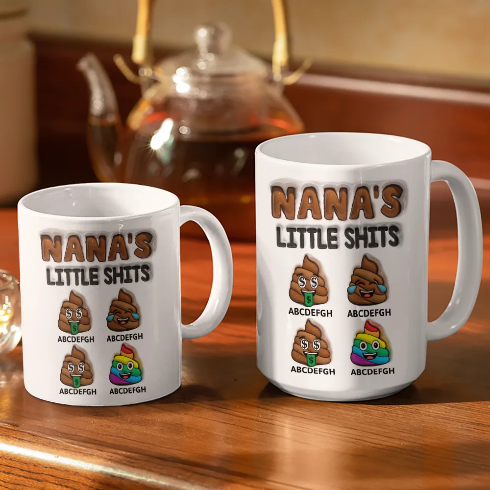 Mommy's Little Shits - 3D Inflated Effect Printed Mug, Personalized White Edge-to-Edge Mug - Image 3