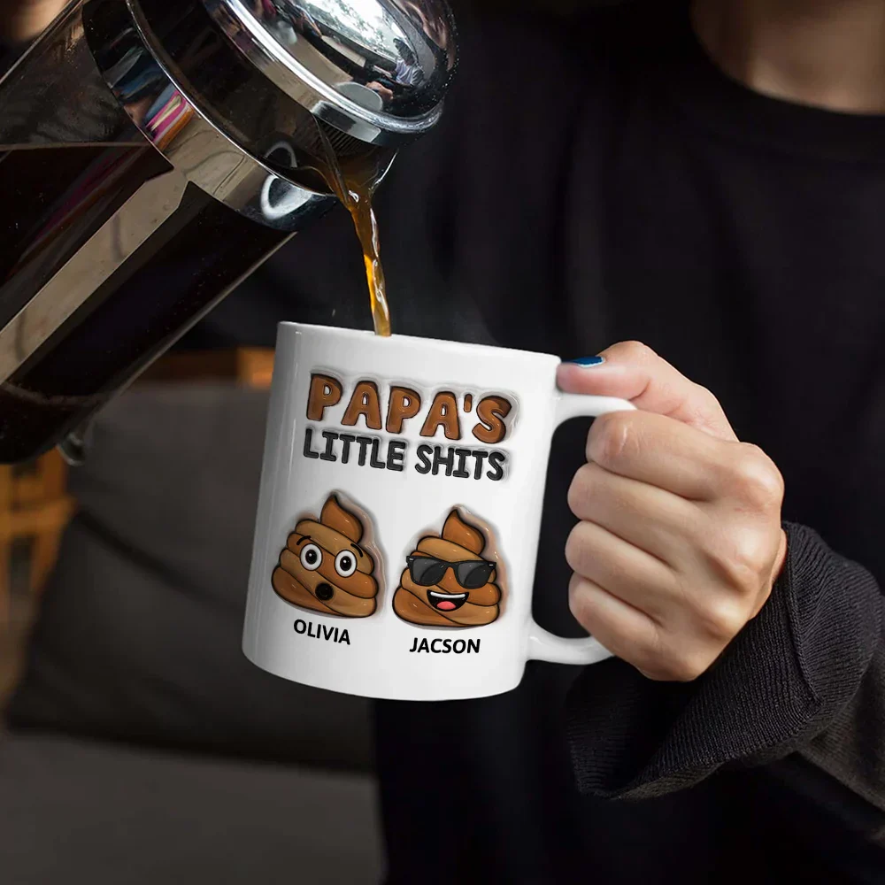 Mommy's Little Shits - 3D Inflated Effect Printed Mug, Personalized White Edge-to-Edge Mug - Image 4