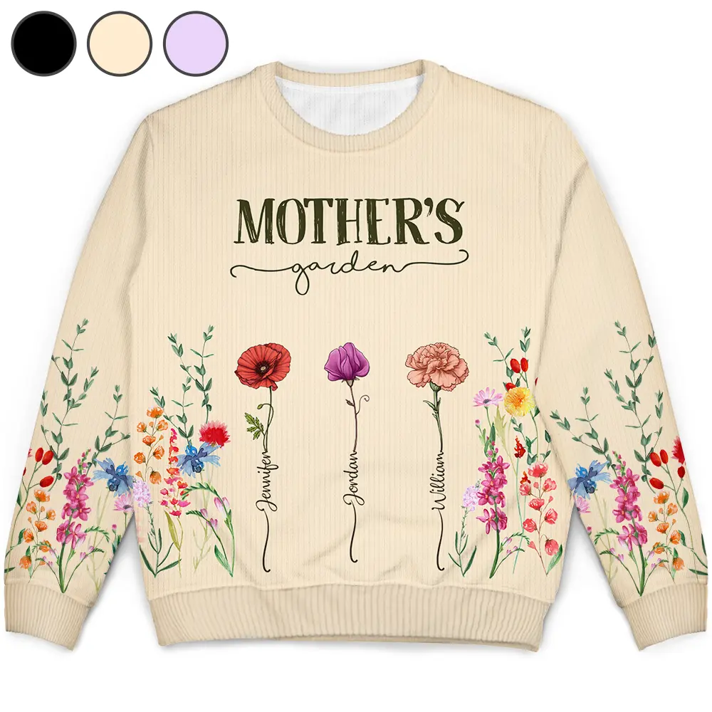 Mom's Grandma's Garden Birth Flower Grandkid - Personalized Unisex Ugly Sweater - Image 2