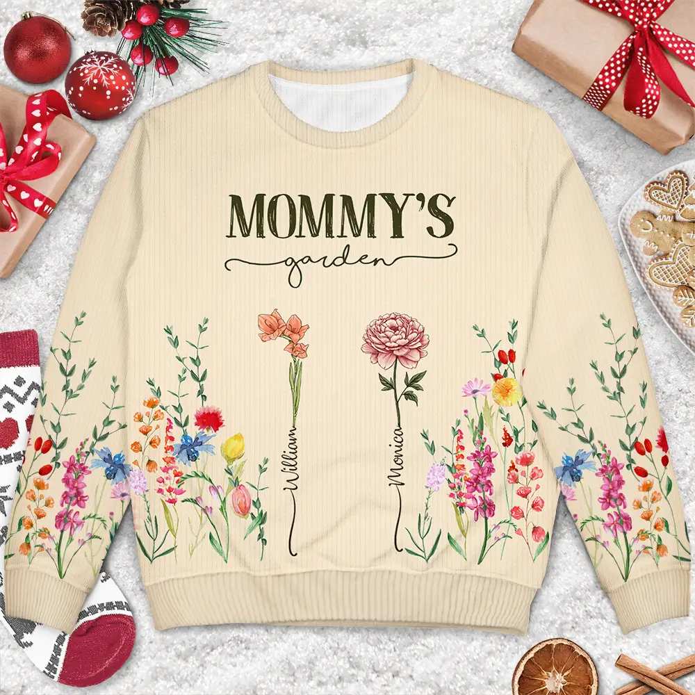 Mom's Grandma's Garden Birth Flower Grandkid - Personalized Unisex Ugly Sweater - Image 4