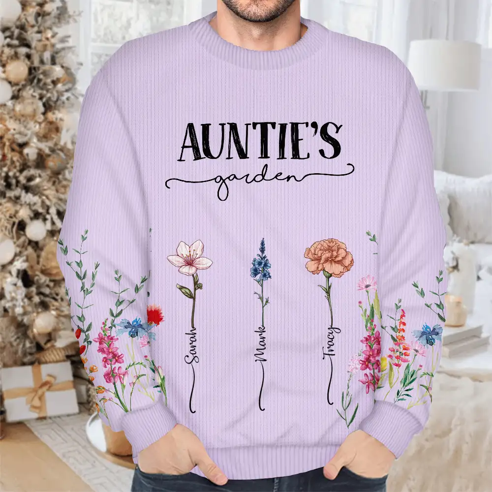 Mom's Grandma's Garden Birth Flower Grandkid - Personalized Unisex Ugly Sweater - Image 5