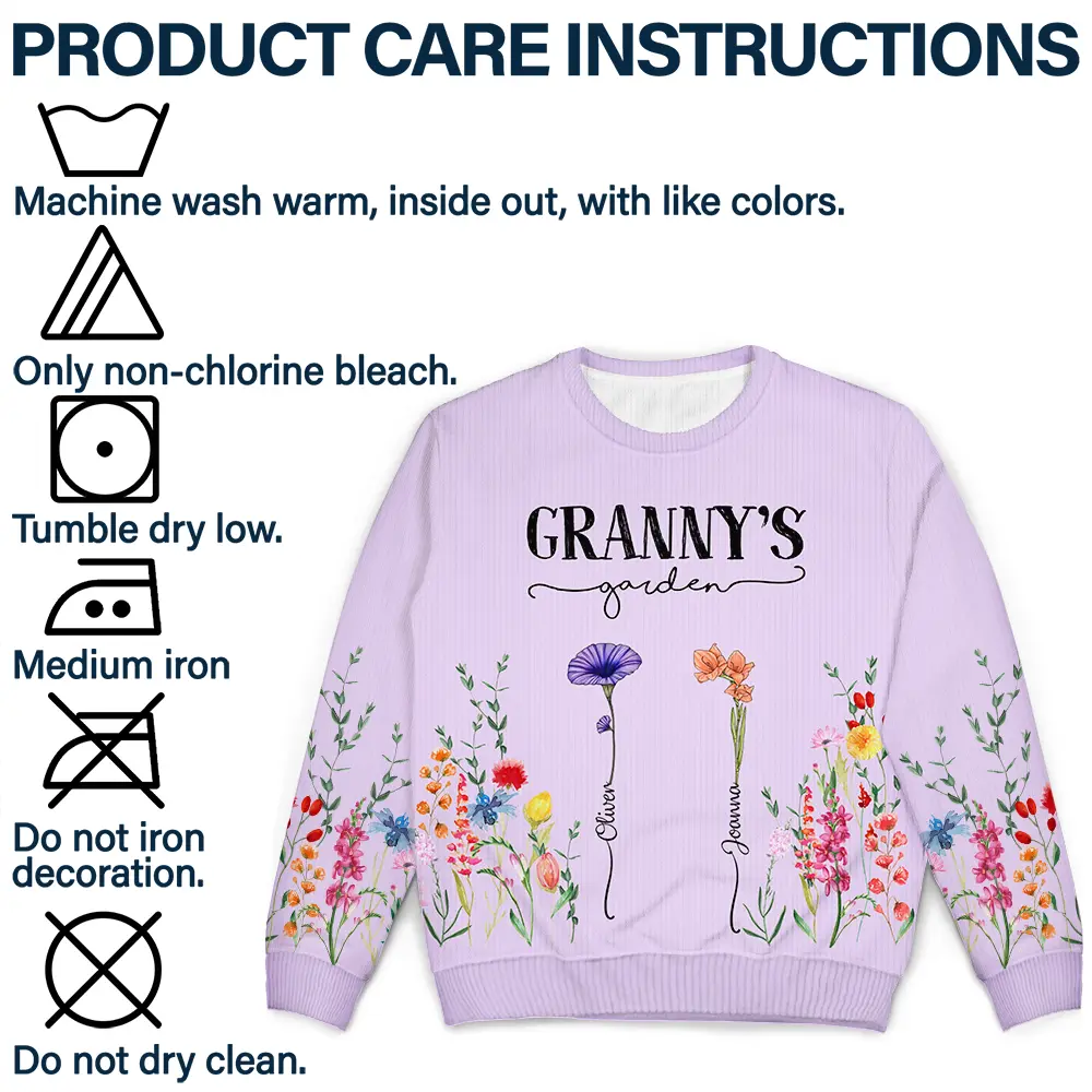 Mom's Grandma's Garden Birth Flower Grandkid - Personalized Unisex Ugly Sweater - Image 8