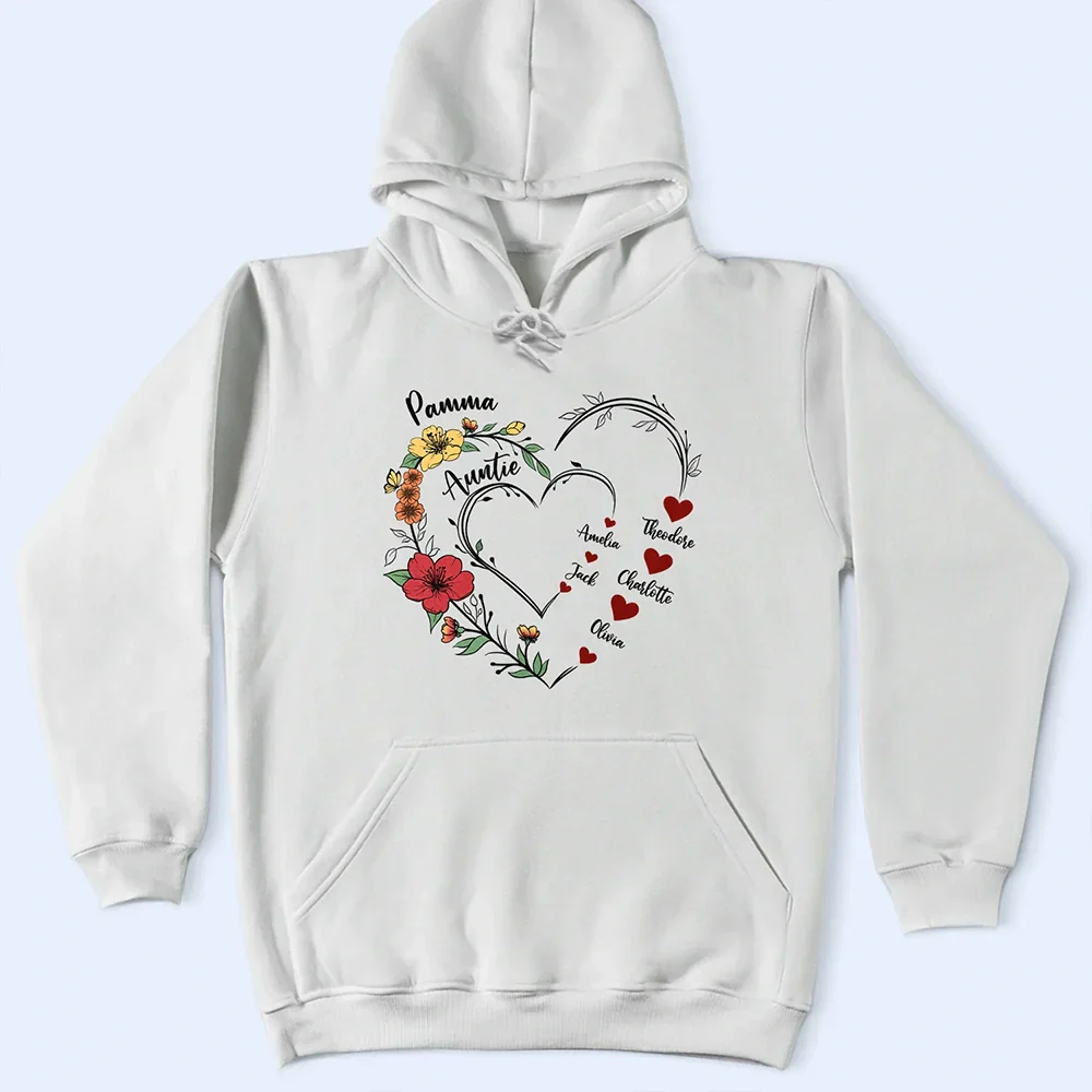 Mom's Grandma's Sweethearts Flower - Personalized T Shirt - Image 4