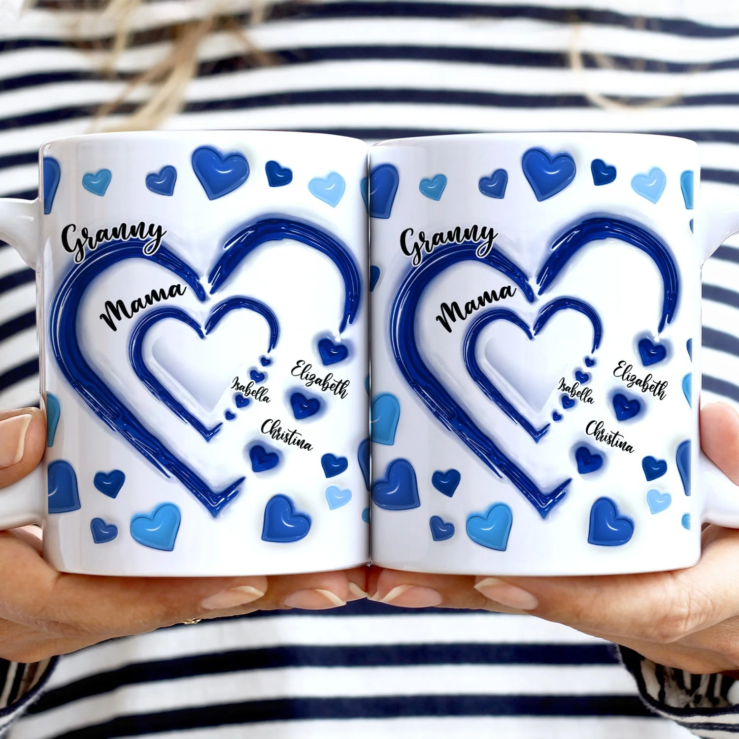 Mom's Grandma's Sweethearts - Gift For Mother, Grandmother - 3D Inflated Effect Printed Mug, Personalized White Edge-to-Edge Mug - Image 2