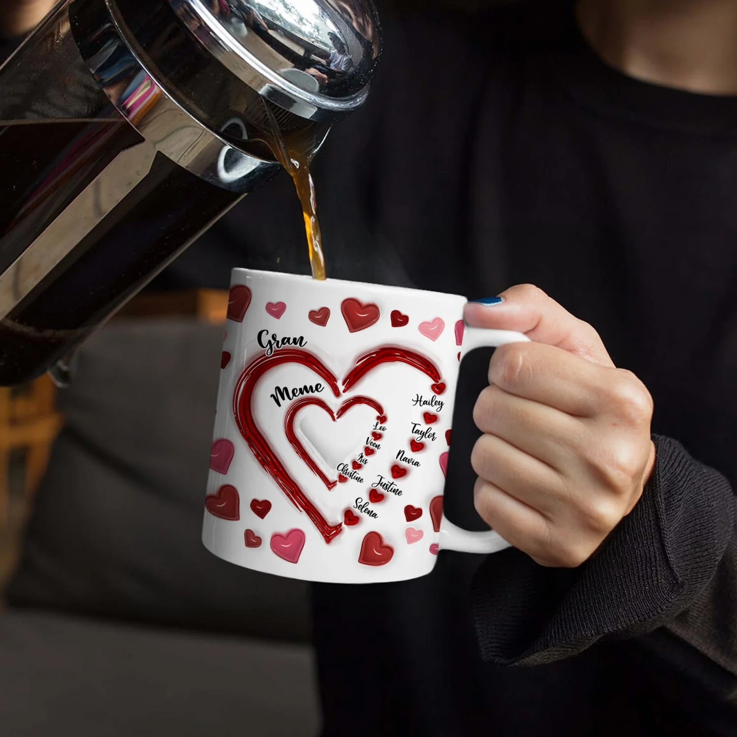 Mom's Grandma's Sweethearts - Gift For Mother, Grandmother - 3D Inflated Effect Printed Mug, Personalized White Edge-to-Edge Mug - Image 4