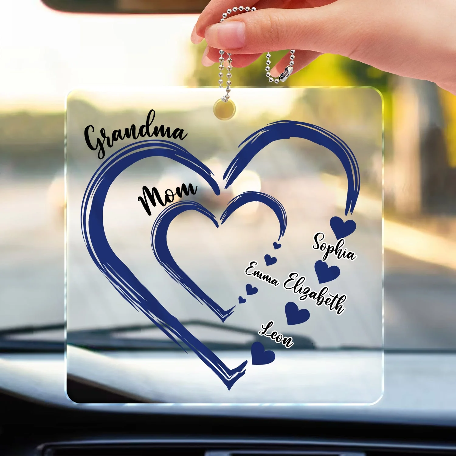 Mom's Grandma's Sweethearts - Gift For Mother, Grandmother - Personalized Acrylic Car Hanger - Image 4