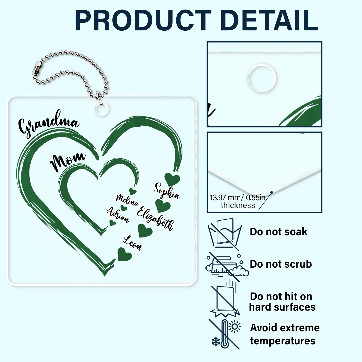 Mom's Grandma's Sweethearts - Gift For Mother, Grandmother - Personalized Acrylic Car Hanger - Image 6