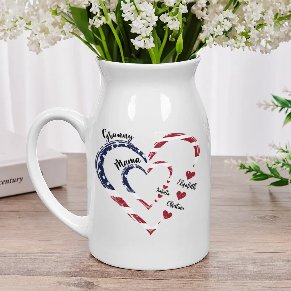 Mom's Grandma's Sweethearts Independence Day - Personalized Ceramic Flower Vase - Image 2