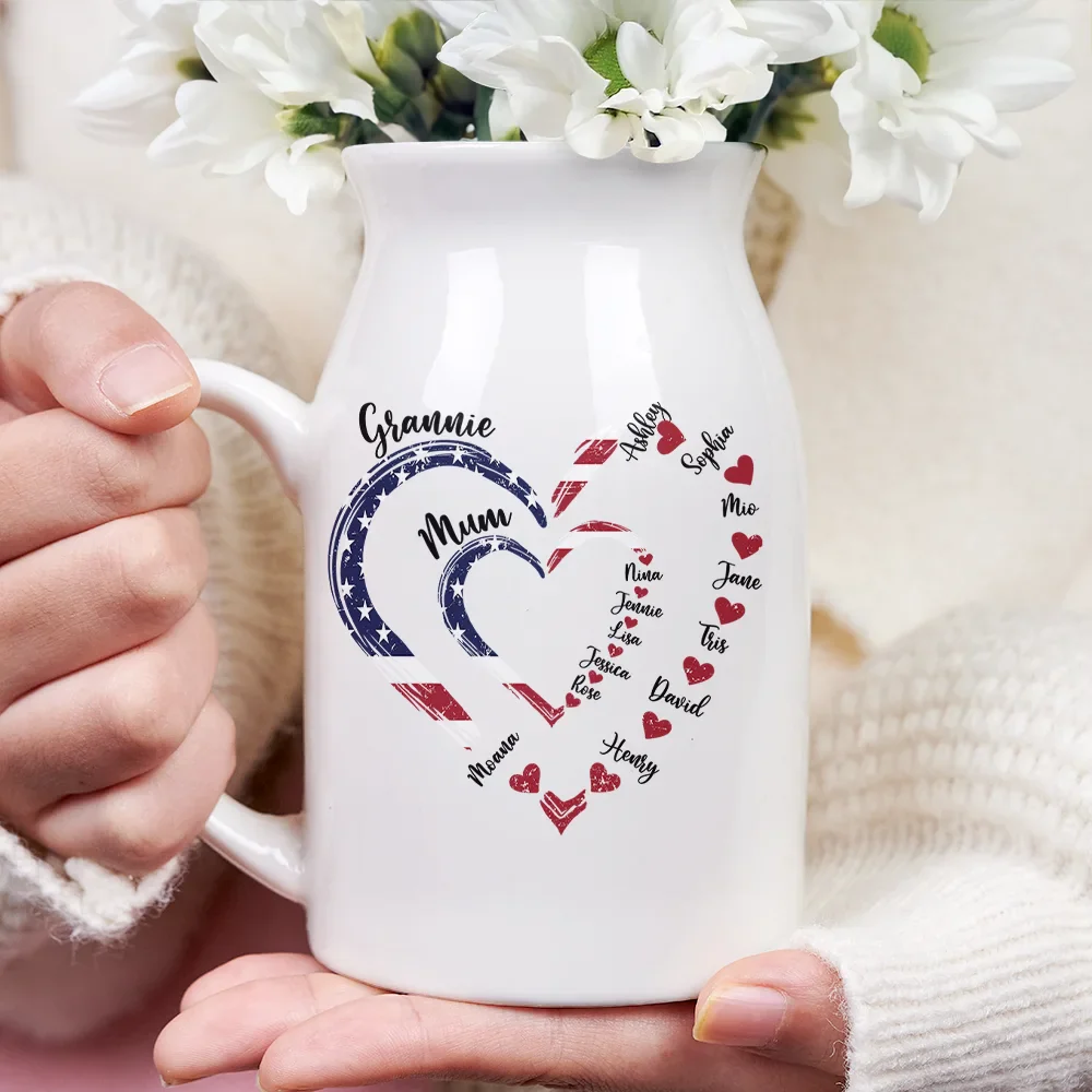 Mom's Grandma's Sweethearts Independence Day - Personalized Ceramic Flower Vase - Image 3