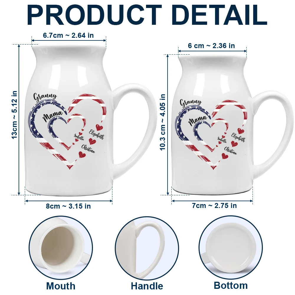 Mom's Grandma's Sweethearts Independence Day - Personalized Ceramic Flower Vase - Image 4