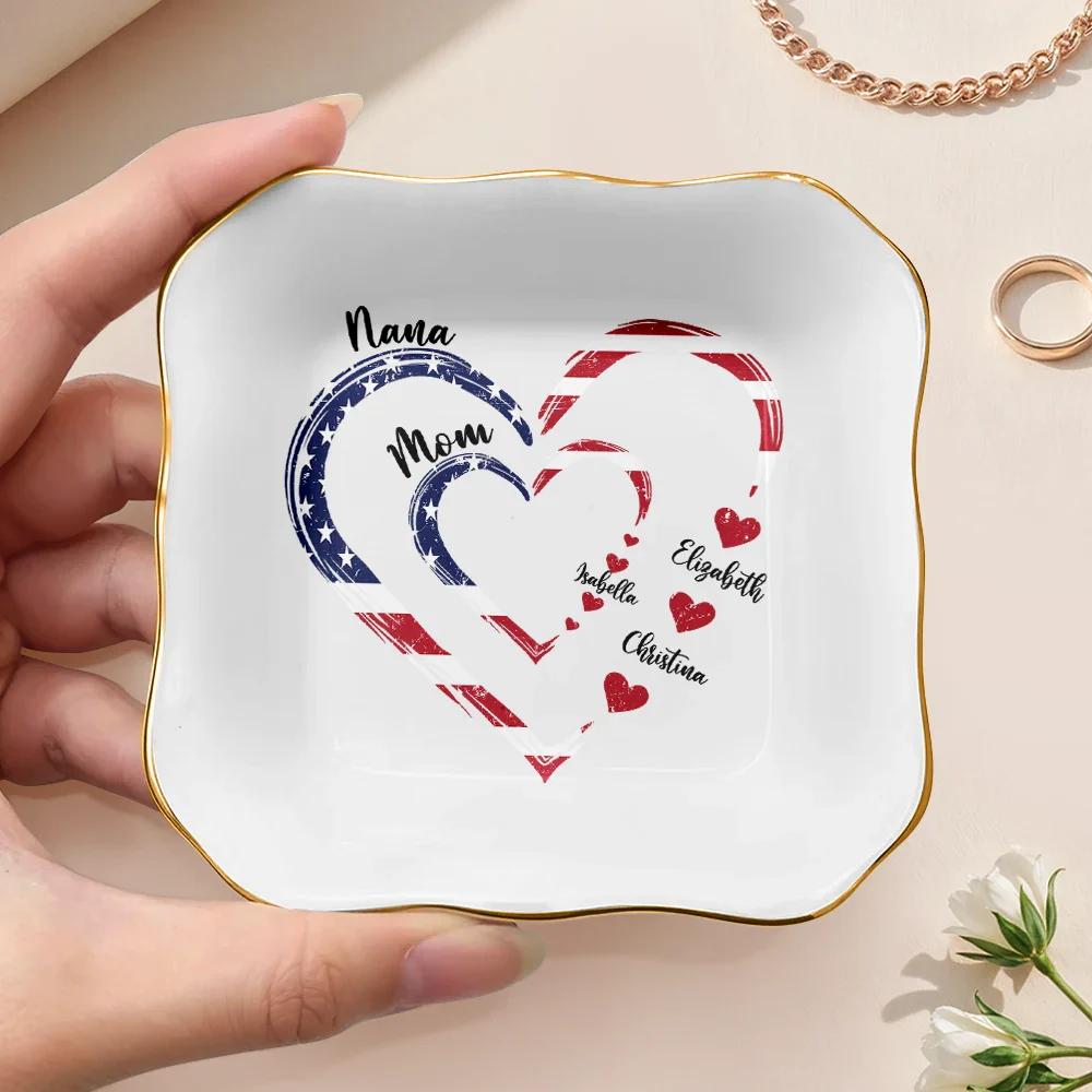 Mom's Grandma's Sweethearts Independence Day - Personalized Ring Dish - Image 3