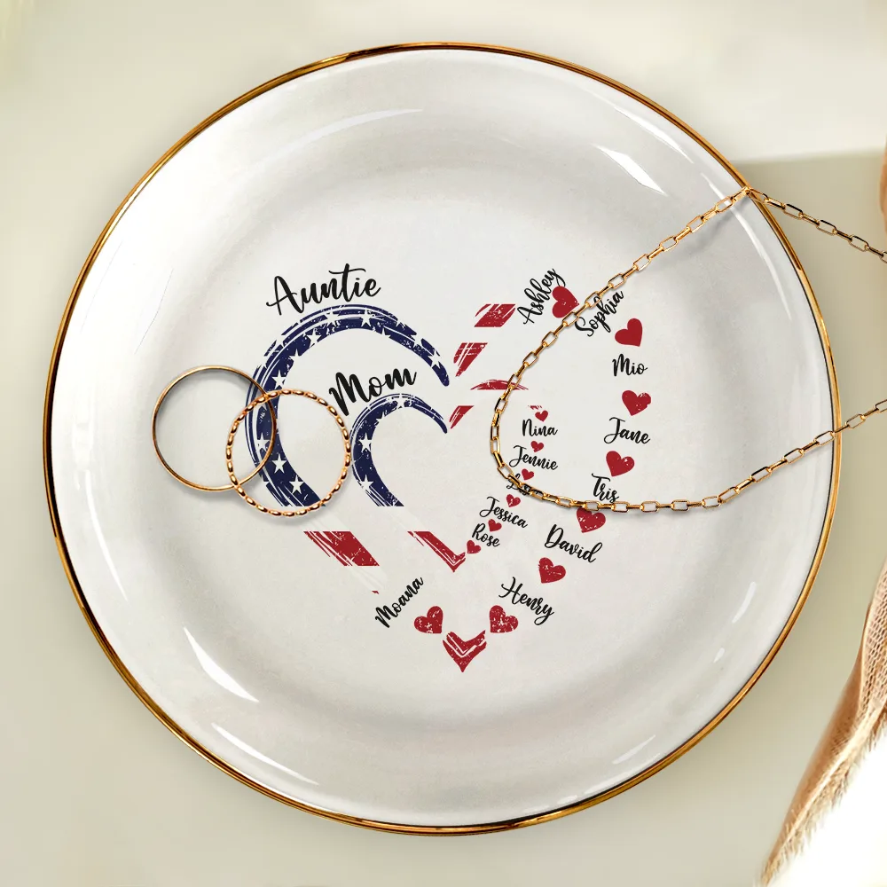 Mom's Grandma's Sweethearts Independence Day - Personalized Ring Dish - Image 4