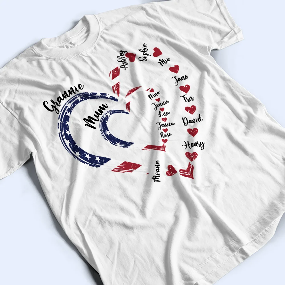 Mom's Grandma's Sweethearts Independence Day - Personalized T Shirt - Image 3