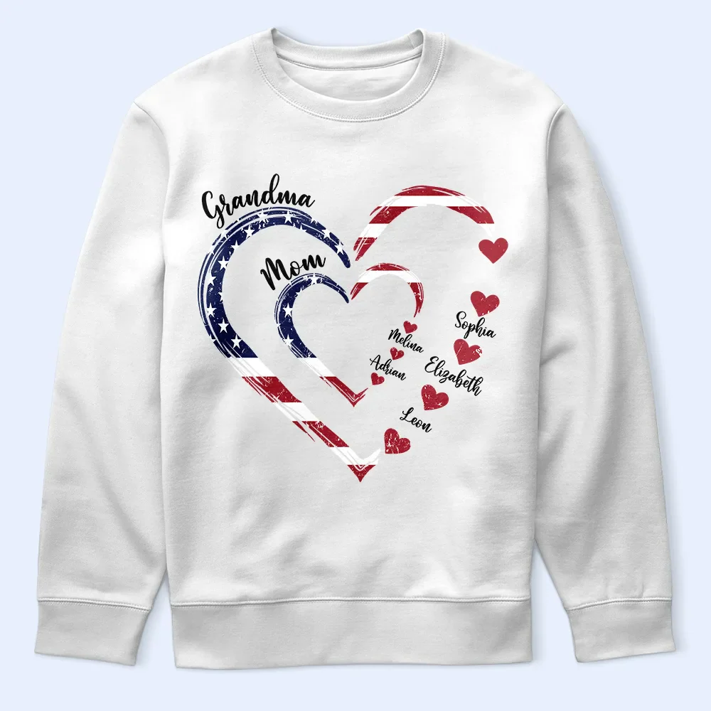 Mom's Grandma's Sweethearts Independence Day - Personalized T Shirt - Image 5