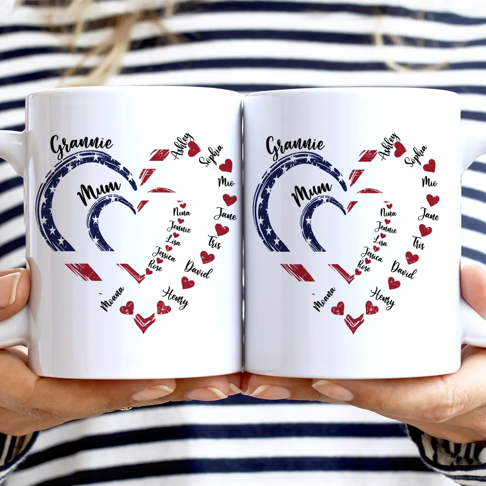 Mom's Grandma's Sweethearts Independence Day - Personalized White Edge-to-Edge Mug - Image 2