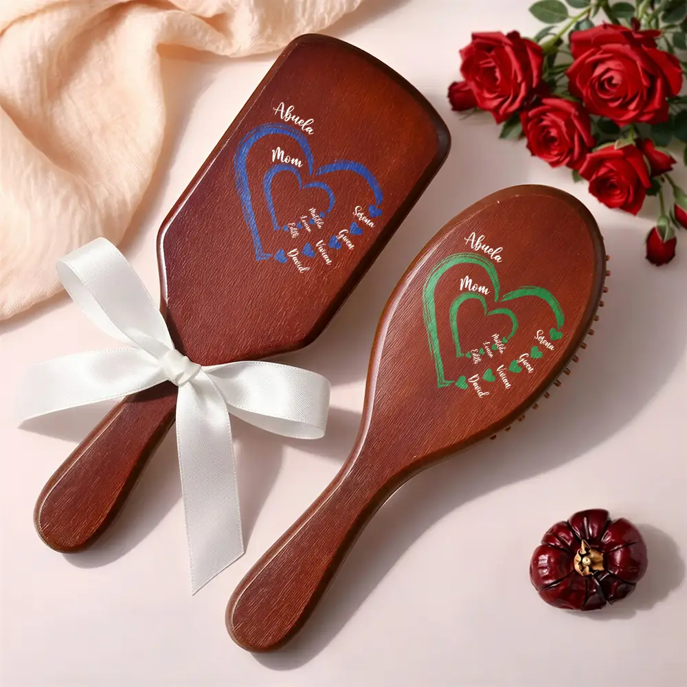 Mom's Grandma's Sweethearts - Personalized Wooden Hair Brush - Image 2