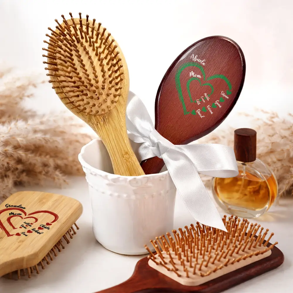 Mom's Grandma's Sweethearts - Personalized Wooden Hair Brush - Image 5
