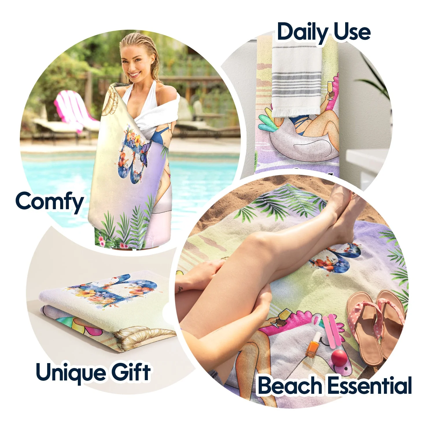 Monogram Beach Towel - Gift For Women, Beach Lovers - Personalized Beach Towel - Image 5
