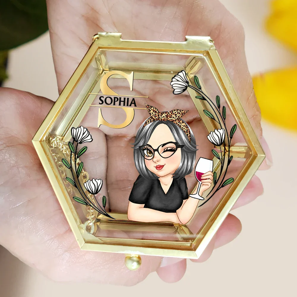 Monogram Botanical Women - Personalized Glass Jewelry Box - Image 5