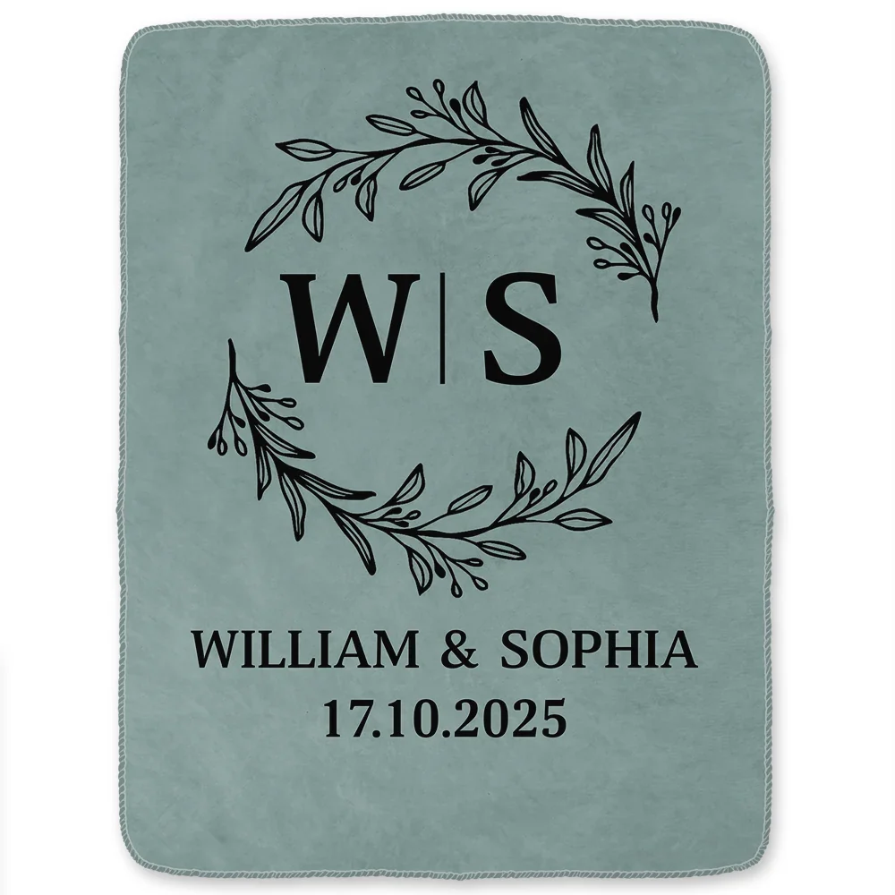 Monogram Couple's Names - Personalized Fleece Blanket, Sherpa Blanket - Image 2