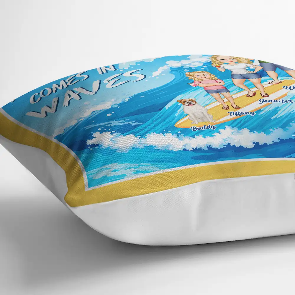Monogram Family Comes In Waves - Personalized Pillow - Image 3
