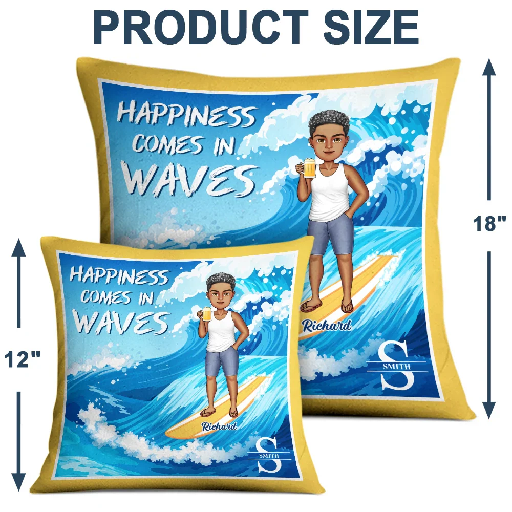Monogram Family Comes In Waves - Personalized Pillow - Image 4