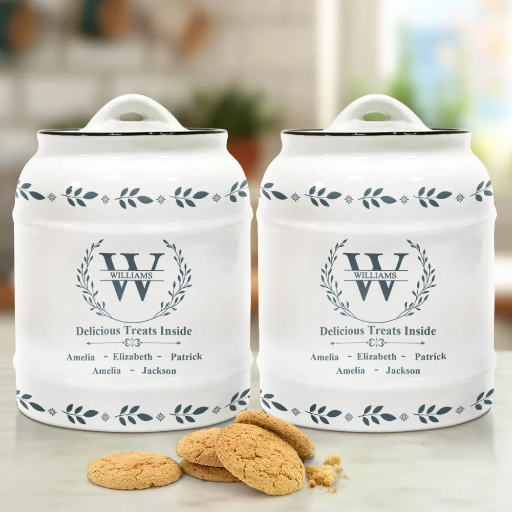 Monogram Family Delicious Treats Inside - Personalized Cookie Jar - Image 2
