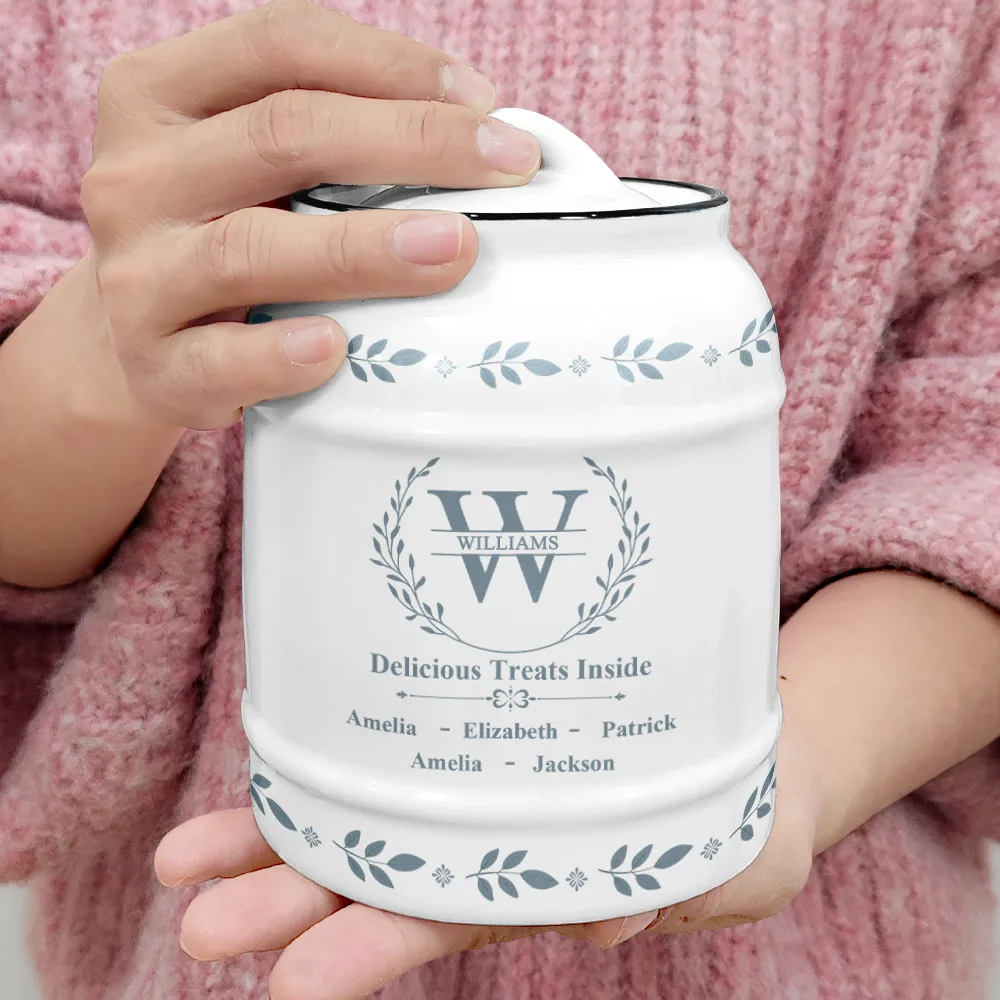 Monogram Family Delicious Treats Inside - Personalized Cookie Jar - Image 4