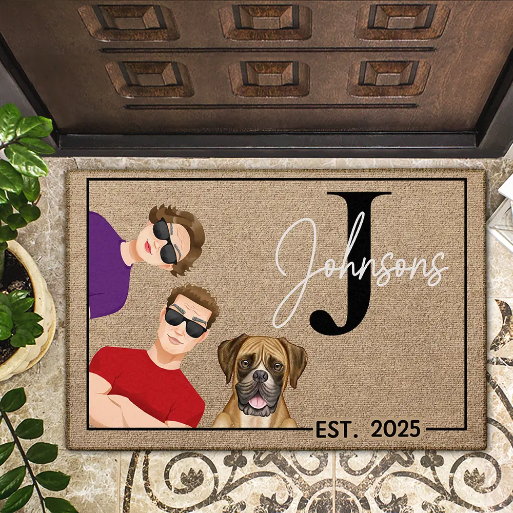 Monogram Flat Art Family - Personalized Doormat - Image 2