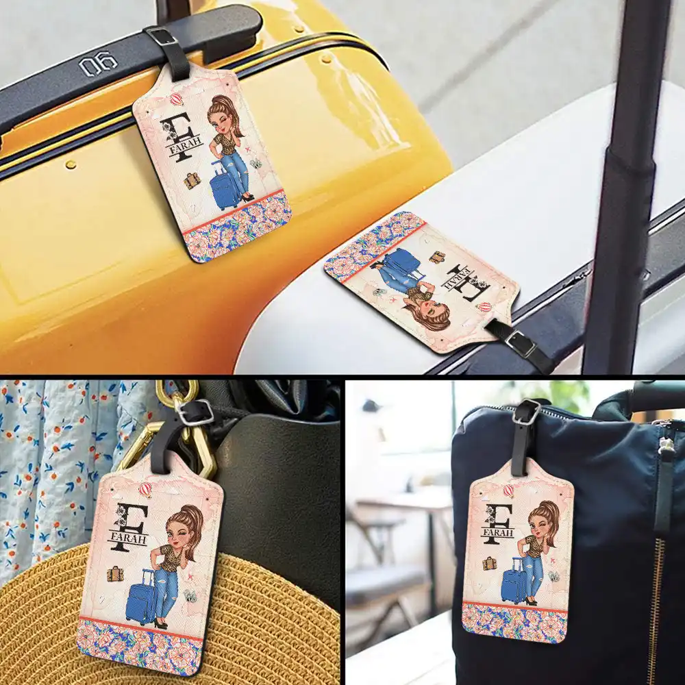 Monogram Floral Tropical Girl - Personalized Luggage Tag - Image 3