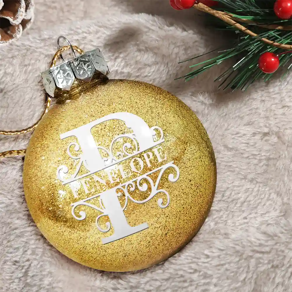 Monogram Initial - Personalized Ball Ornament - Image 3