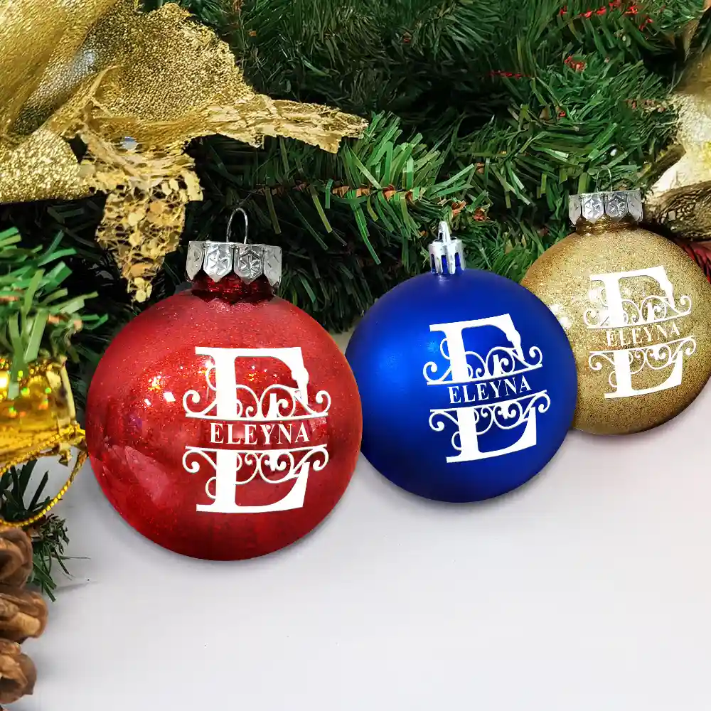 Monogram Initial - Personalized Ball Ornament - Image 4
