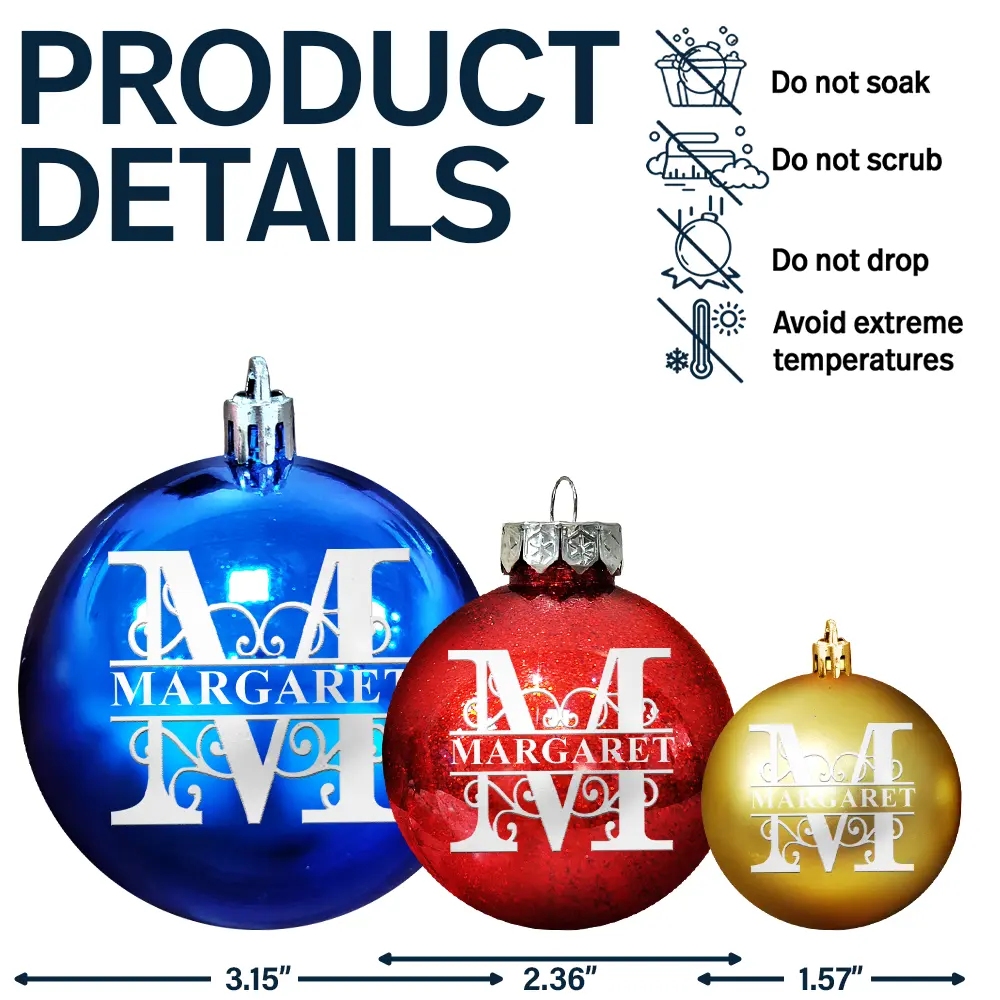 Monogram Initial - Personalized Ball Ornament - Image 7