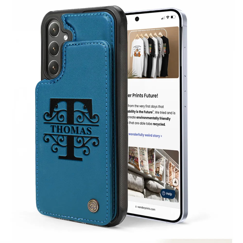 Monogram Initial - Personalized Leather Flip Wallet Phone Case - Image 5