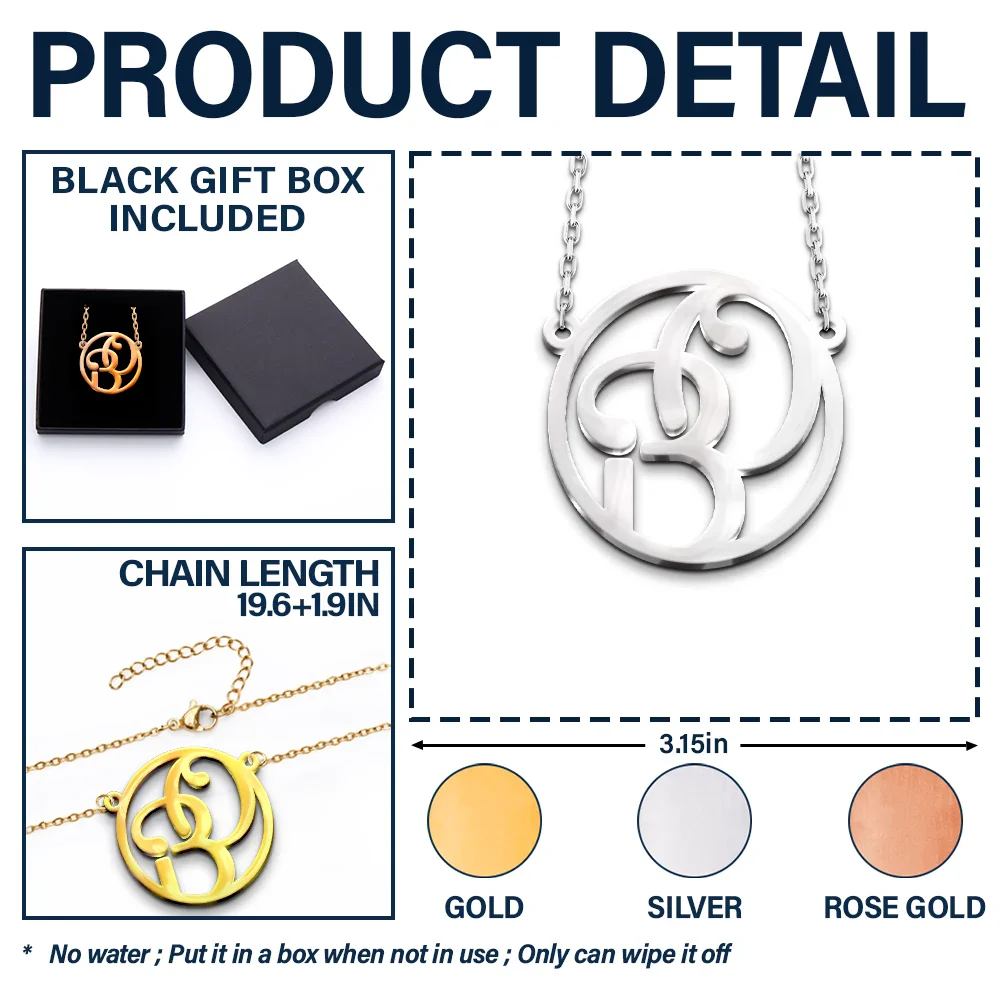 Monogram Interwined Initials Couple - Personalized Letter Necklace - Image 5