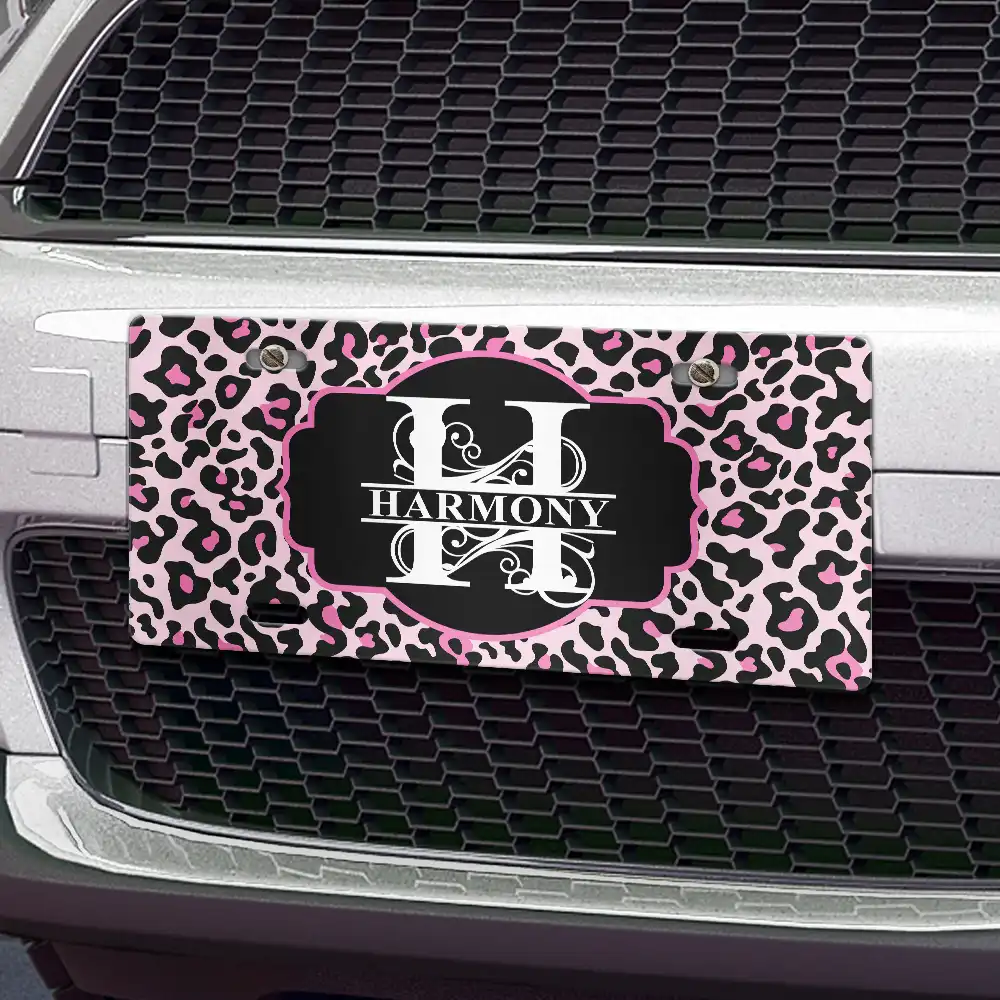 Monogram Leopard Print - Personalized License Plate - Image 3