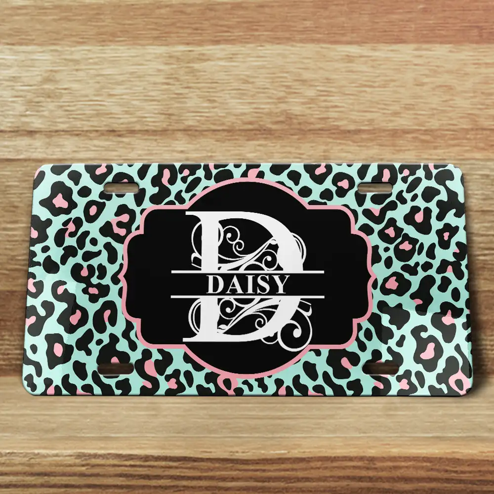 Monogram Leopard Print - Personalized License Plate - Image 4