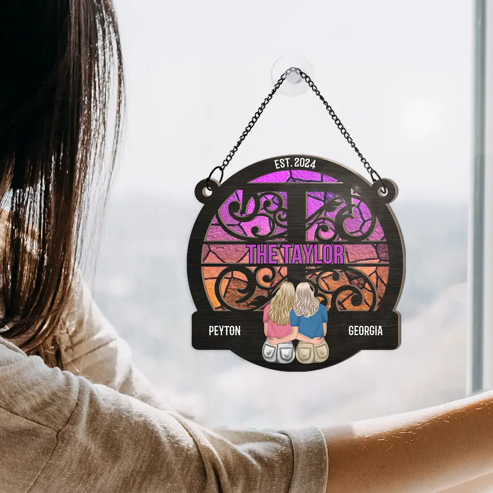Monogram Married Couple - Personalized Window Hanging Suncatcher Ornament - Image 4