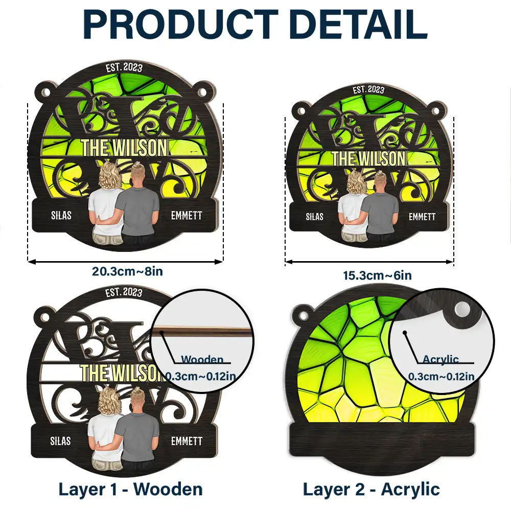 Monogram Married Couple - Personalized Window Hanging Suncatcher Ornament - Image 5