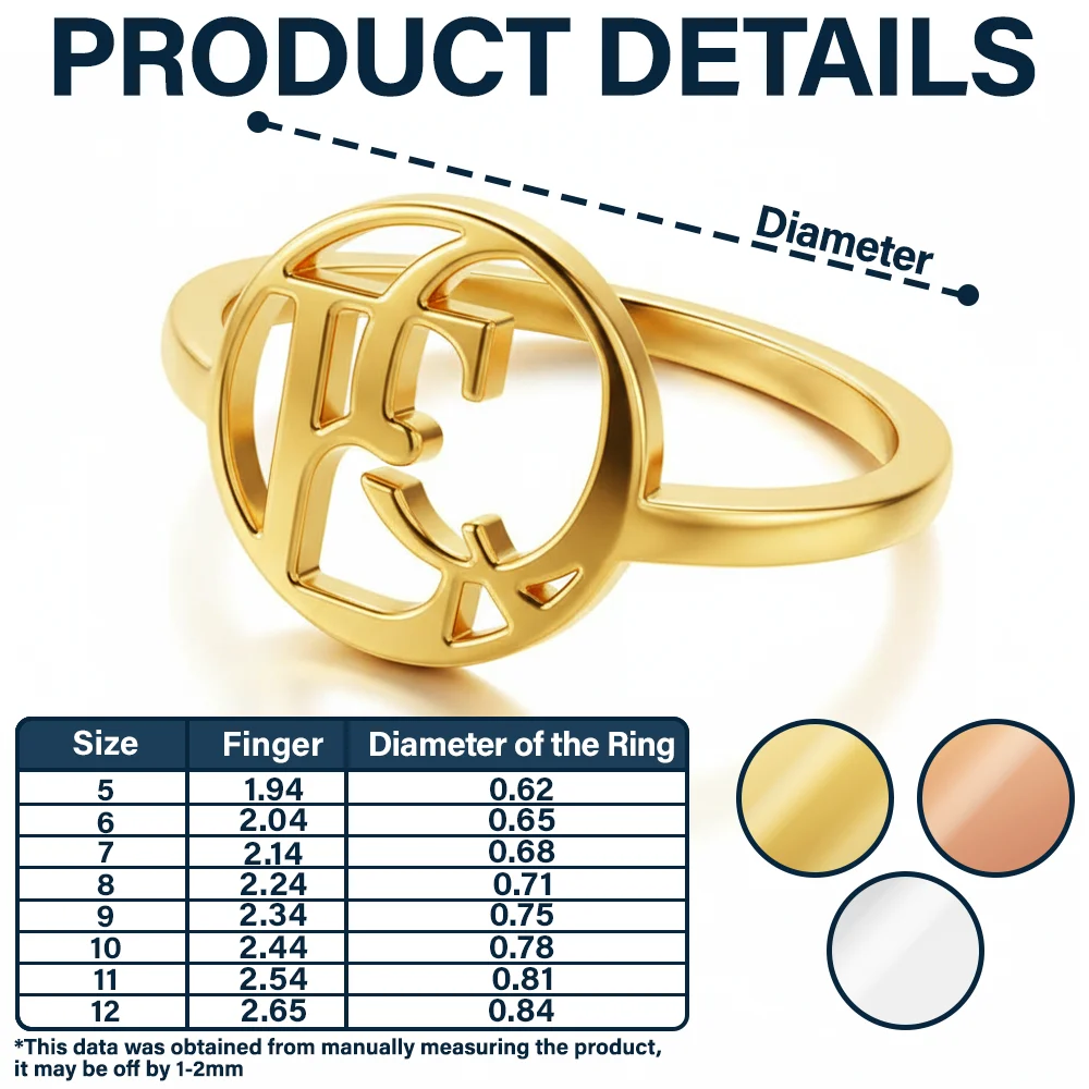 Monogram Monogram Interwined Initials Couple Women - Personalized Custom Shaped Ring - Image 5
