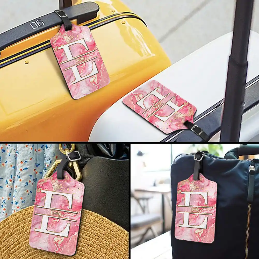Monogram Name Marble - Personalized Luggage Tag - Image 3