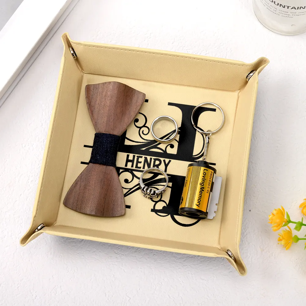 Monogram Name - Personalized Leather Valet Tray - Image 4