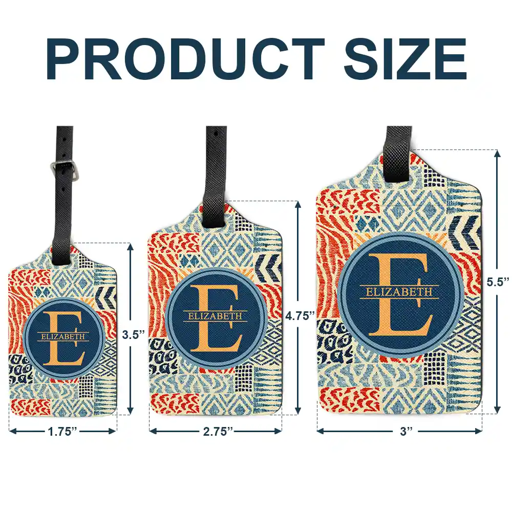 Monogram Name Tribal Pattern - Personalized Luggage Tag - Image 5