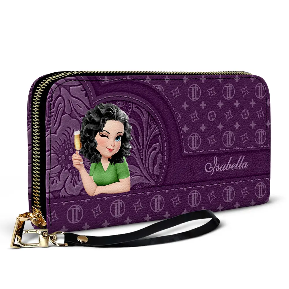 Monogram Simple Style - Personalized Leather Long Wallet - Image 2