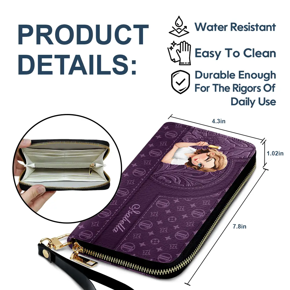 Monogram Simple Style - Personalized Leather Long Wallet - Image 6