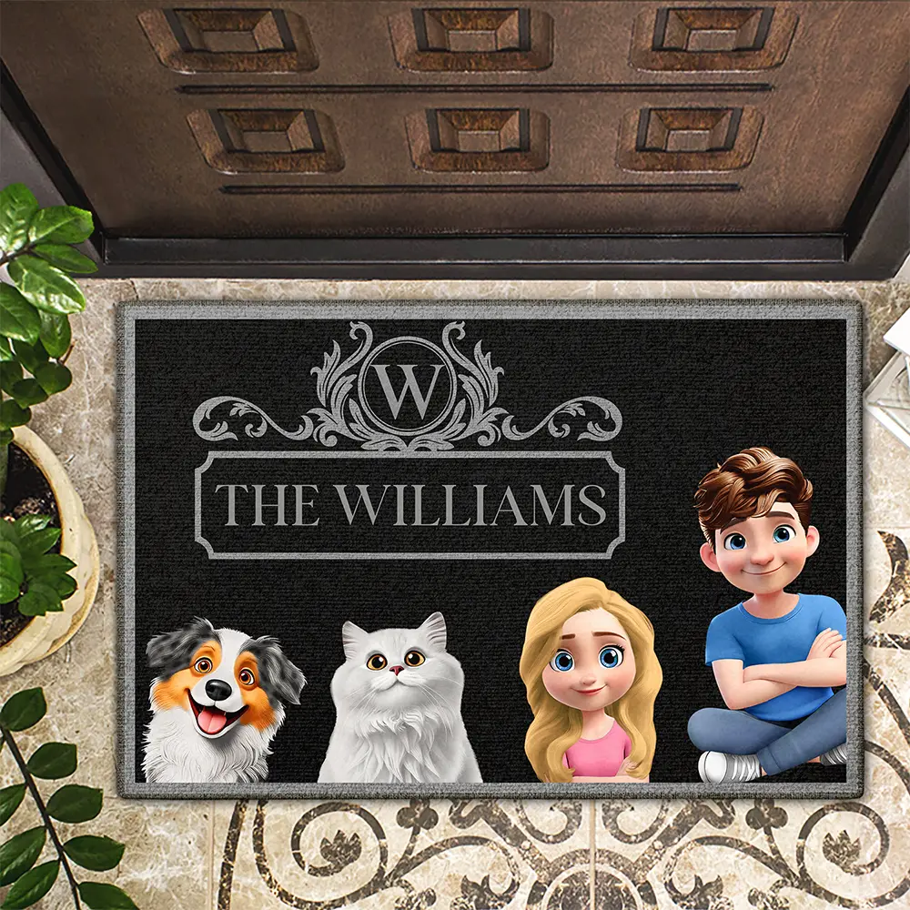 Monogram Style Family Name & Member - Personalized Doormat - Image 2