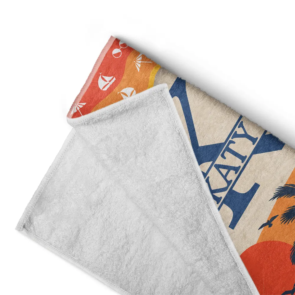 Monogram Summer Vibe Beach Towel - Personalized Beach Towel - Image 4